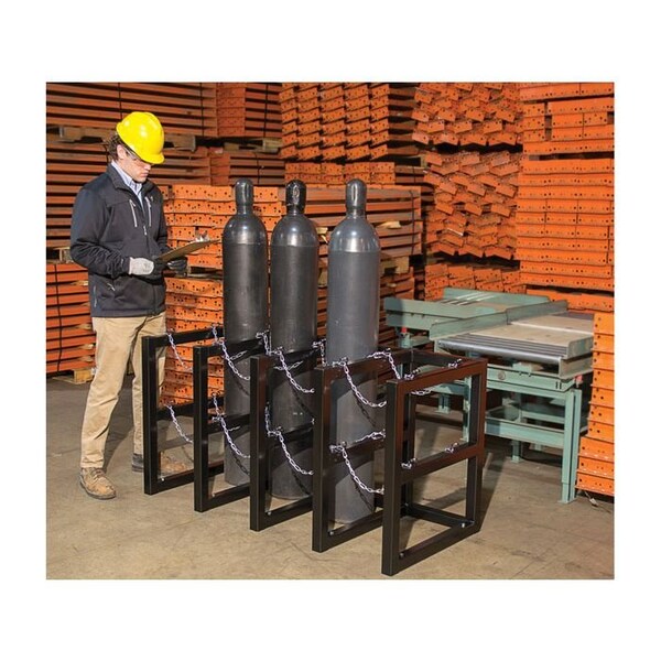 Justrite Cylinder Tube Rack, 4 Wide x 2 Deep, 58"W x 26"D x 30"H, 8 Cylinder Cap. - 35150