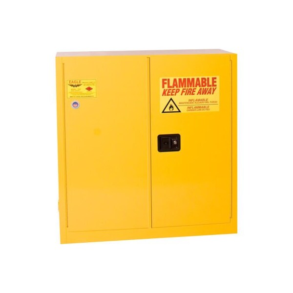 Justrite Eagle Flammable Cabinet with Self Close Bi-Fold Double Door 30 Gallon - 1930X