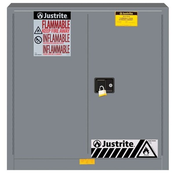 Justrite 30 gal, 1 Shelves, 18-Gauge Steel, 36 in W x 35 in H x 24 in D, Gray - 893303