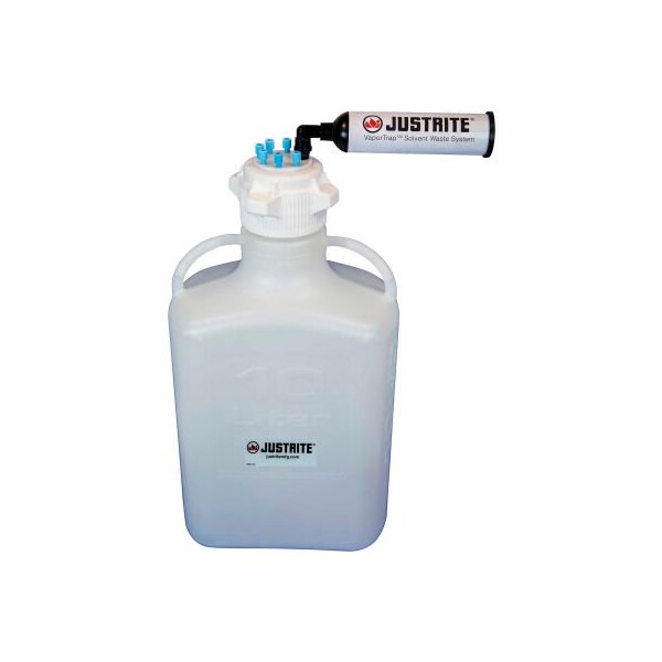 Justrite Justrite VaporTrap Carboy W/ Filter Kit, HDPE, 10-Liter, 6 Ports - 12802