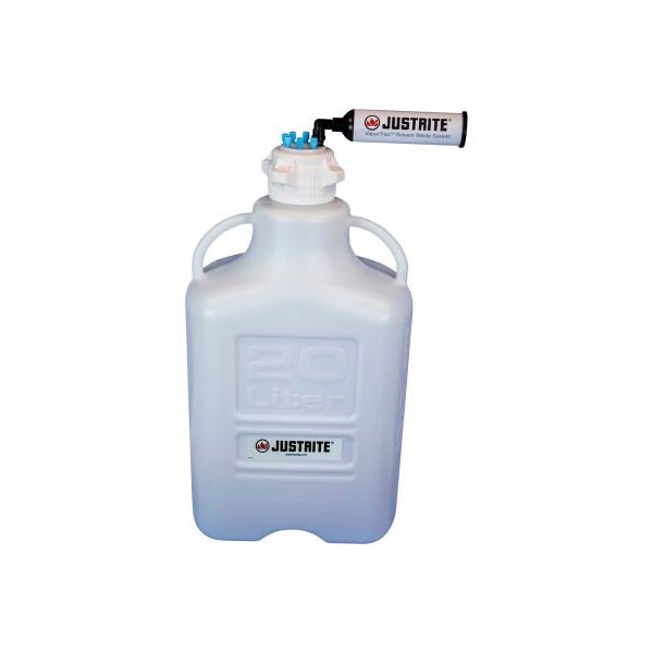 Justrite Justrite 12803 VaporTrap Carboy With Filter Kit, HDPE, 20-Liter, 6 Ports - 12803