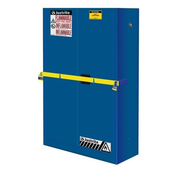 Justrite Justrite 45 Gallon 2 Door, Manual, High Security Acid Corrosive Cabinet, 43"W x 18"D x 65"H, Blue - 29884B