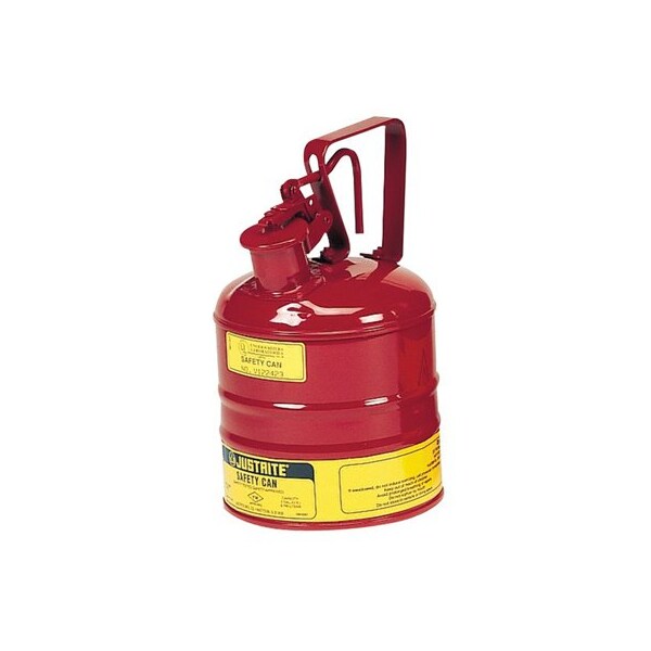 Justrite Safety Can, Steel, 1 gal, Red, 7 1/4 in Dia. - JT10301