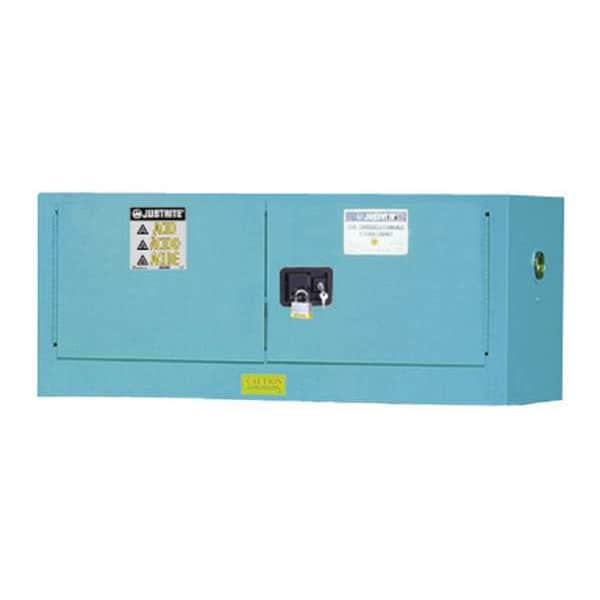 Justrite Corrosives Safety Cabinet, 12 gal, 1 Shelves, Steel, 43 in W x 18 in H x 18 in D, Blue - 891302
