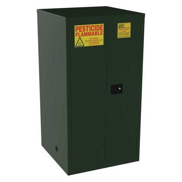 Jamco Pesticides Safety Cabinet, 60 gal, 2 Shelves, Steel, 34 in W x 65 in H x 34 in D, Green - FL60EP