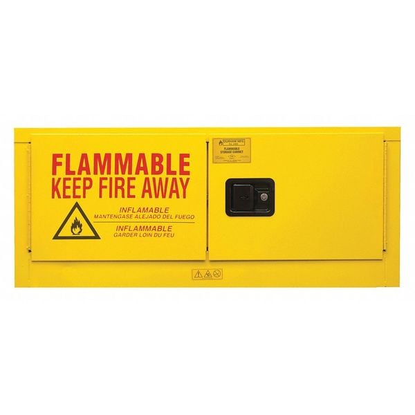 Durham Mfg Flammables Safety Cabinet, 12 gal, 1 Shelves, Steel, 43 in W x 18 in H x 18 in D, Yellow - 1012MH-50