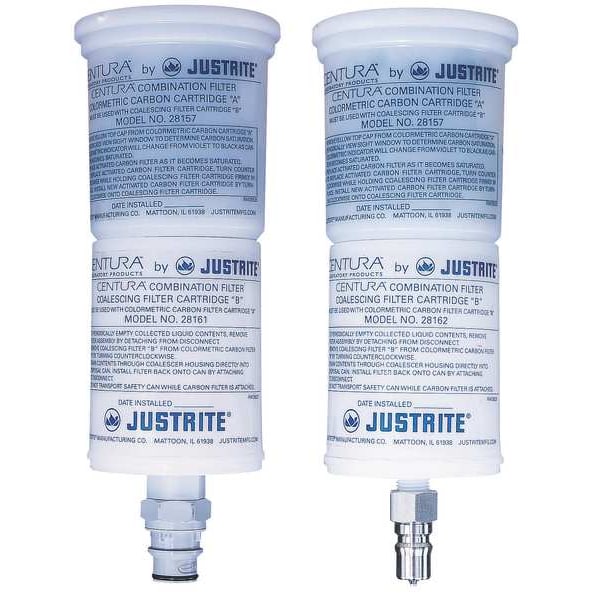 Justrite HPLC Waste Can, Polyethylene, Polypropylene, 2 gal, White, 12 in Dia., Solvents - TF12752