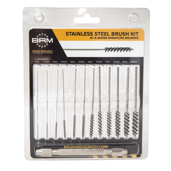 Brush Research Manufacturing 81AMMKIT Miniature Stainless Steel Deburring Brush Kit-Metric Sizes (12 Per Pack) - 81AMMKIT