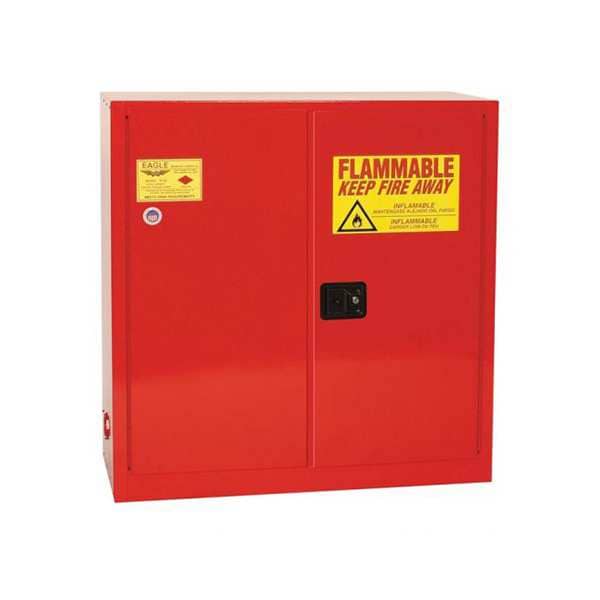 Eagle Flammables Safety Cabinet, 40 gal, 3 Shelves, Steel, 43 in W x 44 in H x 18 in D, Red - PI3010X