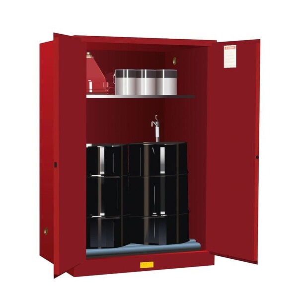 Justrite 60 gal, 1 Shelves, 18-Gauge Steel, 43 in W x 65 in H x 34 in D, Red - 899061