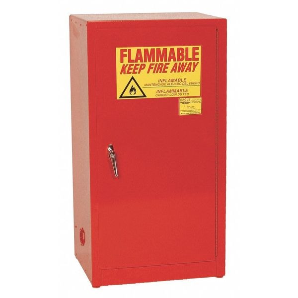 Eagle Mfg Flammables Safety Cabinet, 16 gal, 1 Shelves, Steel, 23 1/4 in W x 44 in H x 18 in D, Red - 1906XRED
