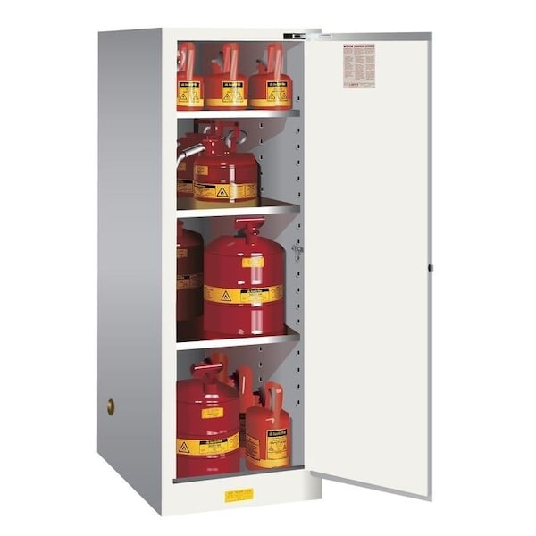 Justrite Flammable Liquid Safety Cabinet, 54 gal, 3 Shelves, Galvanized Steel, 23-1/4 in W x 65" H x 34 in D - 895425