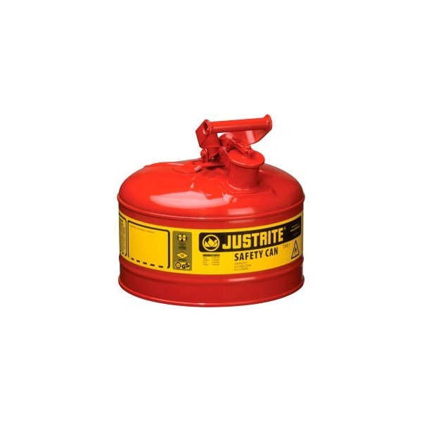 Justrite Safety Can, Steel, 2.5 gal, Red, 11 3/4 in Dia. - 7125100
