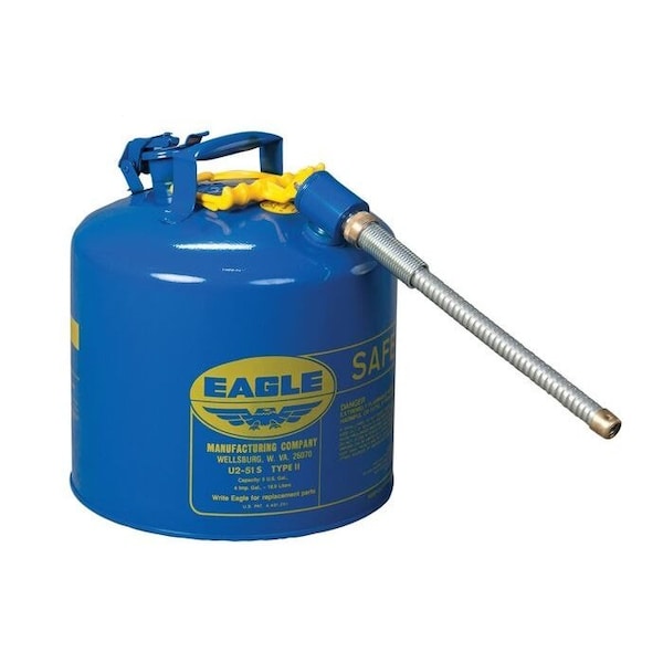 Eagle Mfg Safety Can, 24-Gauge Galvanized Steel, 5 gal, Blue - U251SX5B