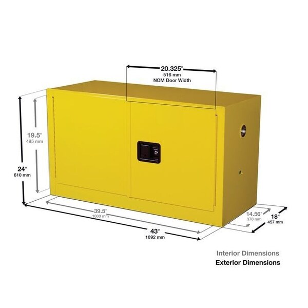 Eagle Mfg 15 gal, 1 Shelves, 18-Gauge Steel, 43 in W x 24 in H x Red - ADD14XBEI