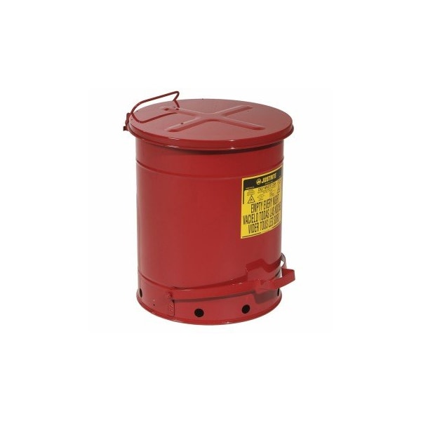 Justrite Steel Self-Closing Oily Waste Can ext. dia. 16.17" x 20.25" H - CAN140