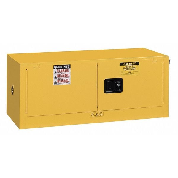 Justrite Flammables Safety Cabinet, 12 gal, 0 Shelves, Steel, 43 in W x 18 in H x 18 in D, Yellow - 891300
