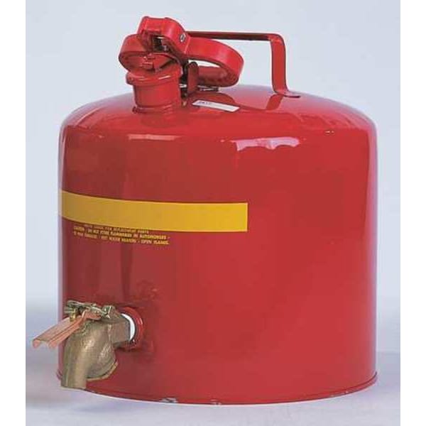Eagle Mfg Safety Can, Stainless Steel, 5 gal, Red, 12 1/2 in Dia., Flammables - 1417