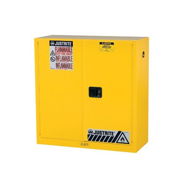 Justrite 1 Shelves, Steel, 43 in W x 44 in H x 18 in D, Yellow - JT893000