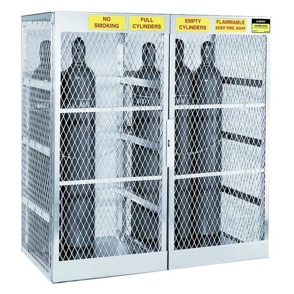Justrite Gas Cylinder Cabinet, 60x32, Capacity 20 - 23007