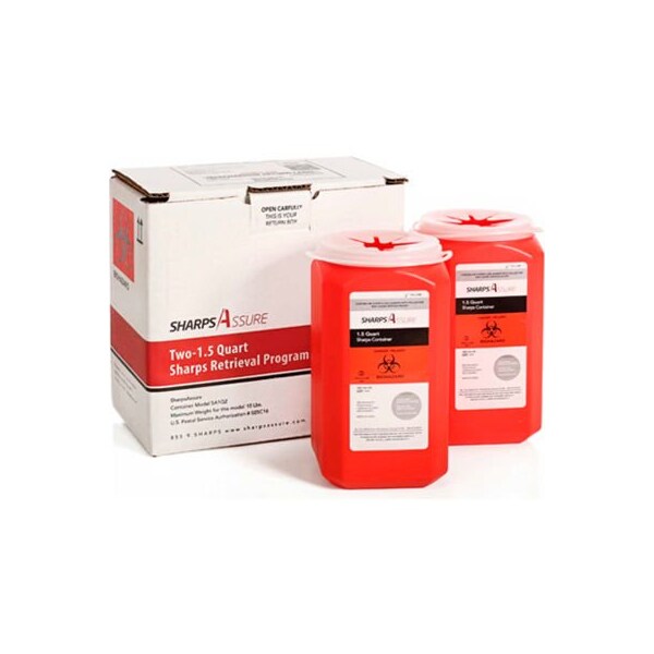 Post Medical Sharps Assure Two 1.5 Quart Sharps Retrieval Program - SA1Q2