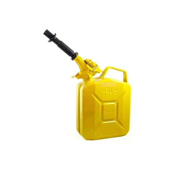 Swiss Link/Stormtec Usa Wavian Jerry Can w/Spout & Spout Adapter, Yellow, 5 Liter/1.32 Gallon Capacity - 3026 - 3026