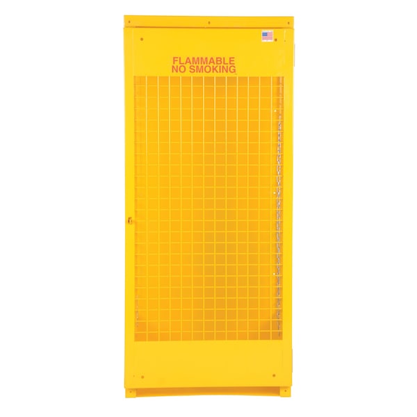 Vestil Vertical Cylinder Storage Cabinet 5-10 Cylinder Capacity Yellow - CYL-V-510-KD