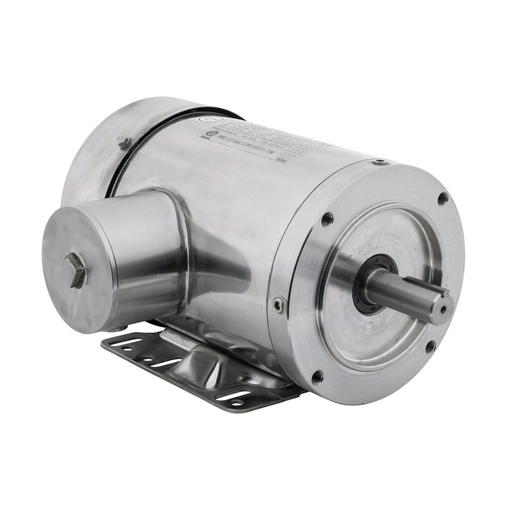 Motor de inducción de CA de alta eficiencia premium de IronHorse MTS, resistente al lavado y calificado para inversor, 1-1/2hp, 3 fases, 208-230/460 VCA, 1800 rpm, TEFC, marco NEMA 145TC, acero inoxidable 304, montaje en base rígida/frente C.