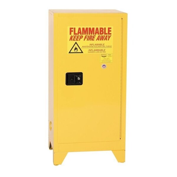 Justrite 16 gal, 1 Shelves, 18-Gauge Steel, 23.25 in W x 48 in H x Yellow - 1905XLEGS