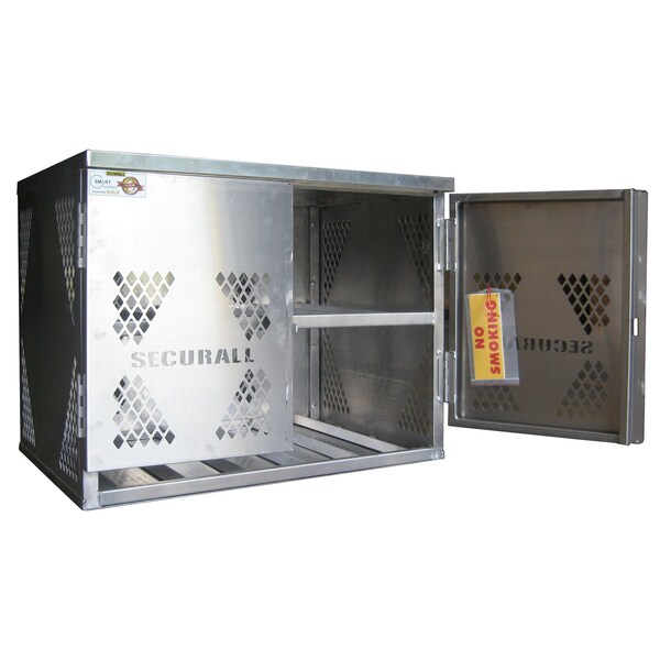 Securall 6 Cylinder Horizontal Steel LP & Oxygen Gas Storage Cabinet, Standard Door, Yellow - LP6S-STEEL