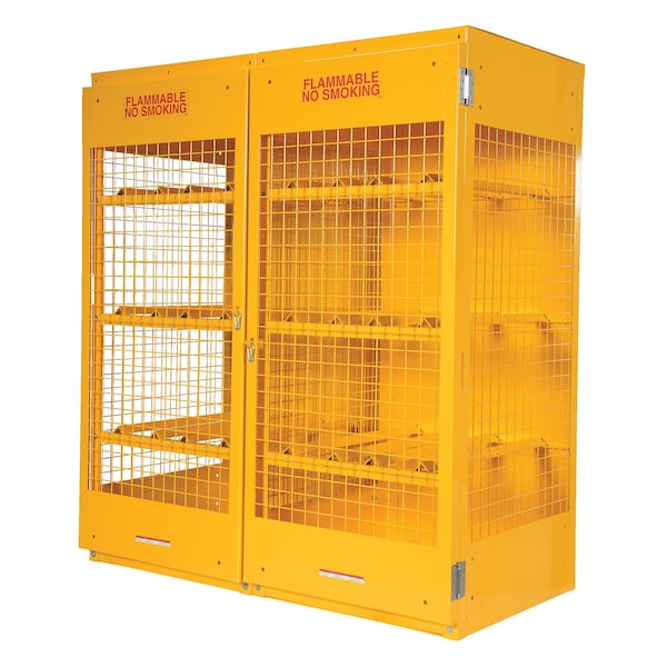 Vestil Yellow Cylinder Cabinet Horizontal 16 Cylinder Capacity - CYL-H-16
