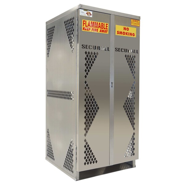 Securall 8 Cylinder Horizontal Steel LP & Oxygen Gas Storage Cabinet, Standard Door, Yellow - LP8S-STEEL