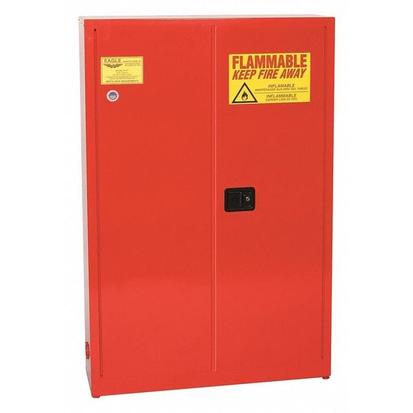 Eagle Mfg Flammables Safety Cabinet, 30 gal, 5 Shelves, Steel, 43 in W x 65 in H x 12 in D, Red - PI7710X