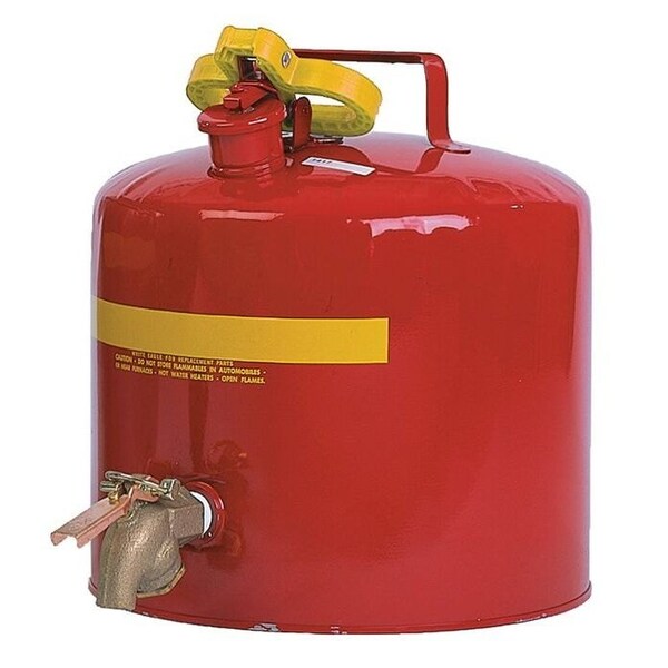 Justrite Safety Can, 24-Gauge Galvanized Steel, 5 gal, Red - 1417