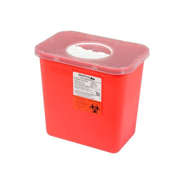 Oakridge Products-113906 Oakridge Products 2 Gallon Sharps Container w/ Rotor Lid, Red - 0320-150R