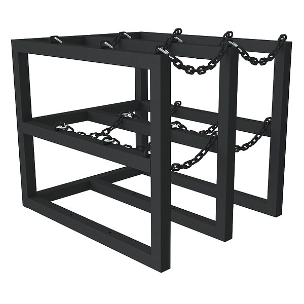 Durham Mfg Gas Cylinder Rack, Steel Tubing, 36" D, Color: Black - GCRV-303630-08T