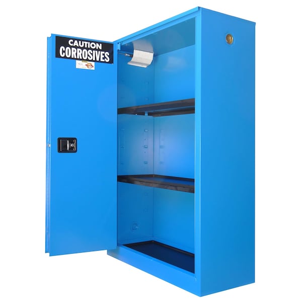 Securall 45 Gallon Acid/Corrosive Storage Cabinet, Self-Close, Self-Latch Sliding Door, Blue - C245