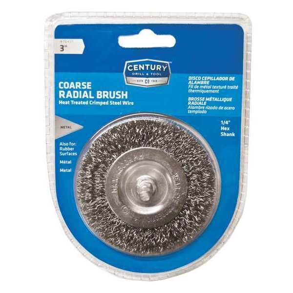 Century Drill & Tool Crimped Radial Wire Brush, 3 in., Coarse - 76431