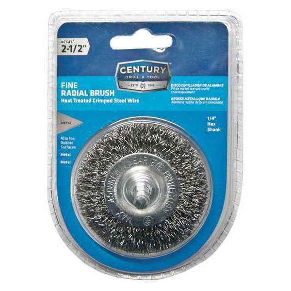 Century Drill & Tool Crimped Radial Wire Brush, 2-1/2 in., Fine - 76423