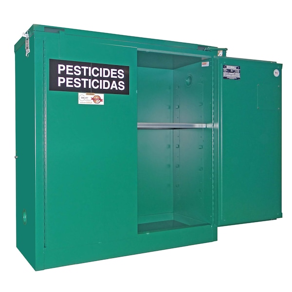 Securall 30 Gallon Pesticide Storage Cabinet, Self-Close, Self-Latch Safe-T-Door, AgGreen - AG330
