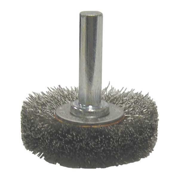 Weiler 1-1/2" Stem-Mounted Crimped Wire Radial Wheel .0118" Steel 1/4" Stem - 17952