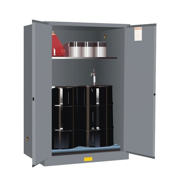 Justrite 60 gal, 1 Shelves, 18-Gauge Steel, 43 in W x 65 in H x 34 in D, Gray - 899063