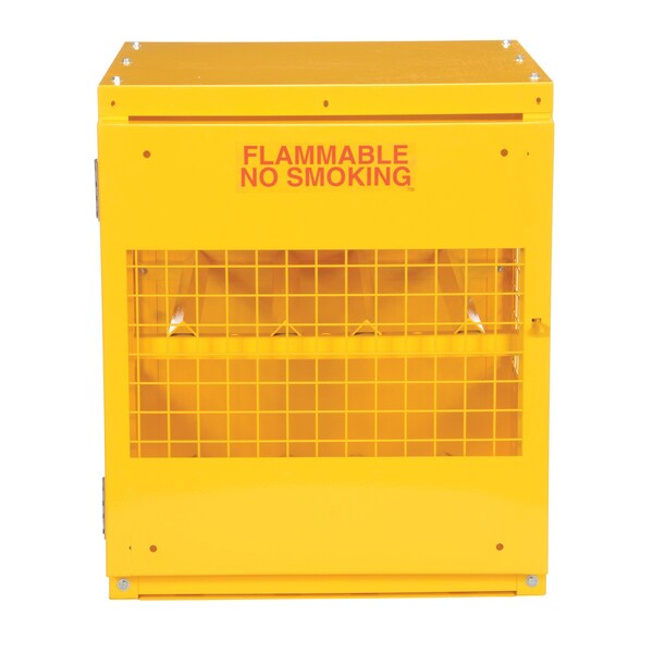 Vestil Yellow Cylinder Cabinet Horizontal 4 Cylinder Capacity Knock Down - CYL-H-4-KD