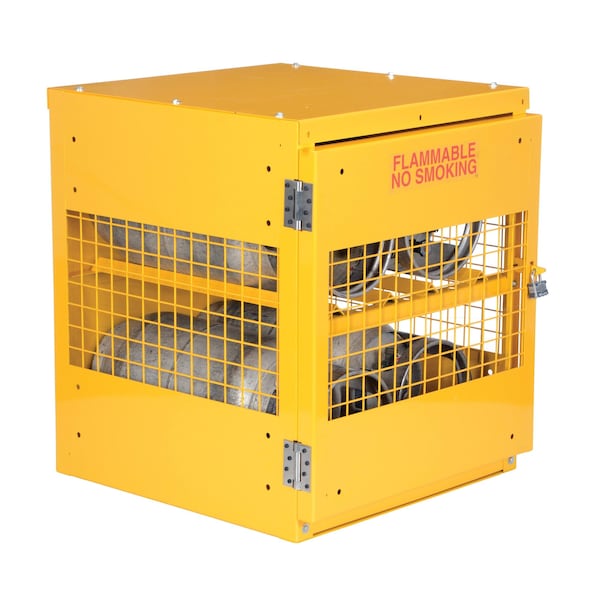 Vestil Yellow Cylinder Cabinet Horizontal 4 Cylinder Capacity Knock Down - CYL-H-4-KD
