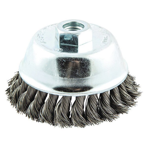 Norton Abrasives Cup Brush, Knotted, 4 dia., Arbor Hole - 66252839060