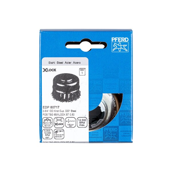 Pferd 2-3/4" OD knot cup brush - .020" carbon steel wire, X-LOCK mounting system - 80717