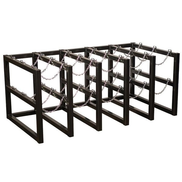 Justrite Cylinder Tube Rack, 5 Wide x 3 Deep, 70"W x 38"D x 30"H, 15 Cylinder Cap. - 35178