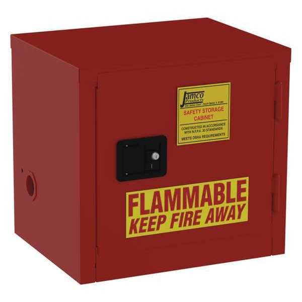 Jamco Flammables Safety Cabinet, 12 gal, 1 Shelves, Steel, 23 in W x 22 in H x 18 in D, Red - BN12RP
