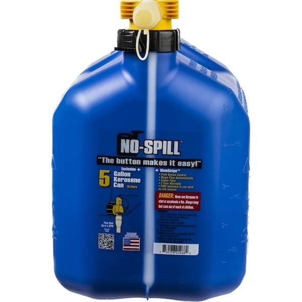 No-Spill 1456 Fuel Can, 5 gal, Plastic, Blue - 1466