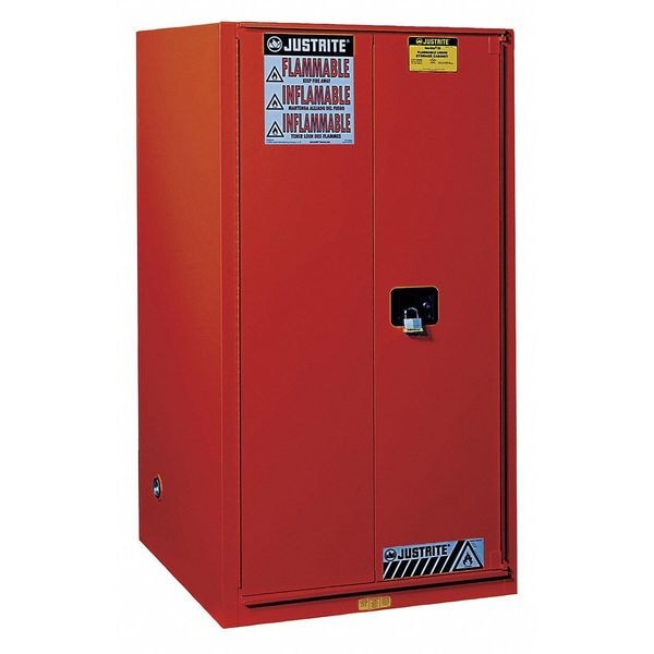 Justrite Flammables Safety Cabinet, 96 gal, 5 Shelves, Steel, 34 in W x 65 in H x 34 in D, Red - 896031